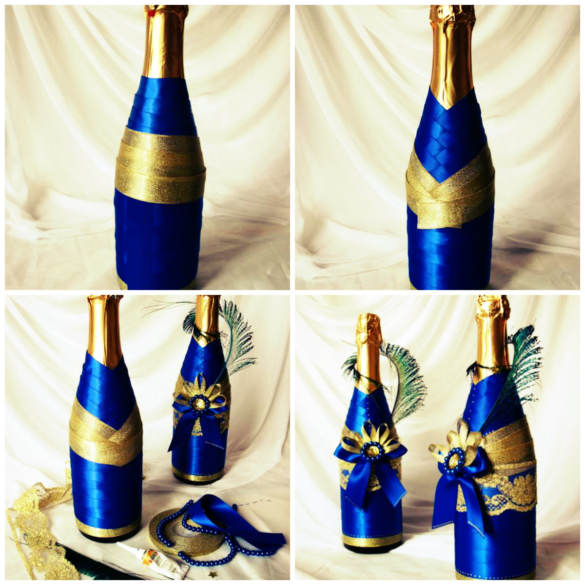 Декорирование свадебных бутылок шампанского