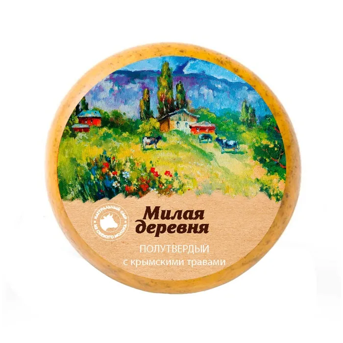 Сыр полутвердый с крымскими травами Новатор МИЛАЯ ДЕРЕВНЯ
