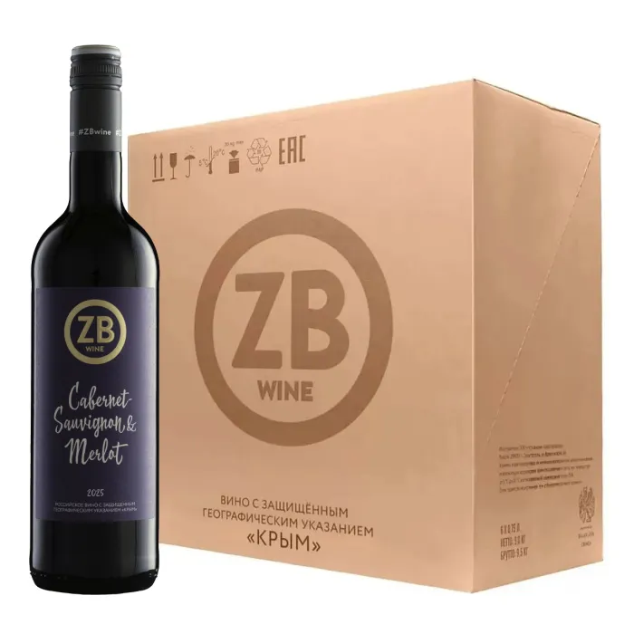 Вино Вино ZB КАБЕРНЕ СОВИНЬОН - МЕРЛО 2025 (6 шт.), 
