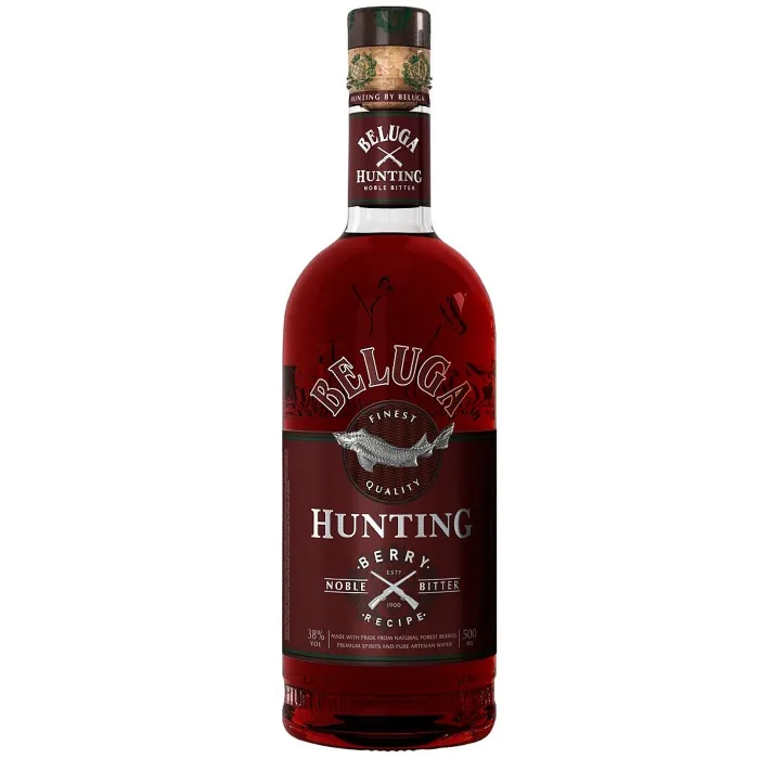 Ликер десертный ягодный Белуга Трансатлантик ХАНТИНГ 0.38% 0.5л, 