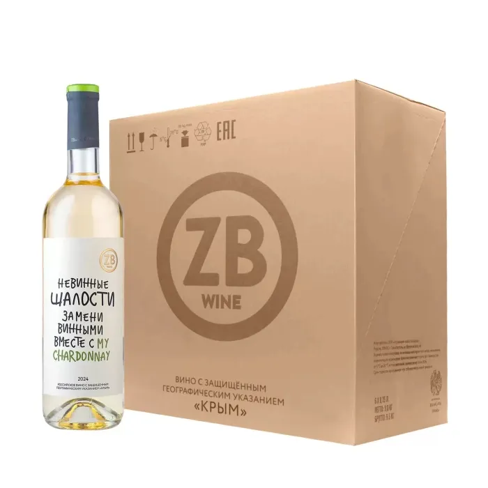 Вино Вино ZB Wine ШАРДОНЕ «Невинные шалости» 2024 (6 шт.), 