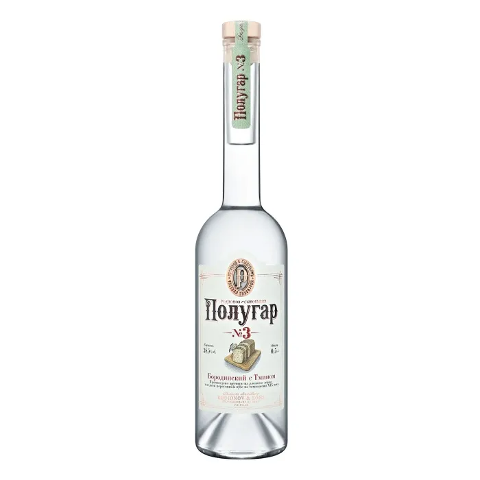 Водка Родионов с сыновьями ПОЛУГАР №3 БОРОДИНСКИЙ С ТМИНОМ 0.5 л, 