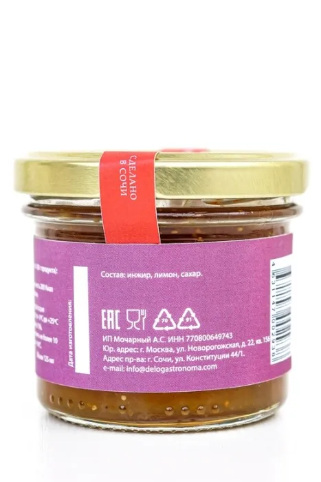 Джем Delo gastronoma ИНЖИР С ЛИМОНОМ 125 мл