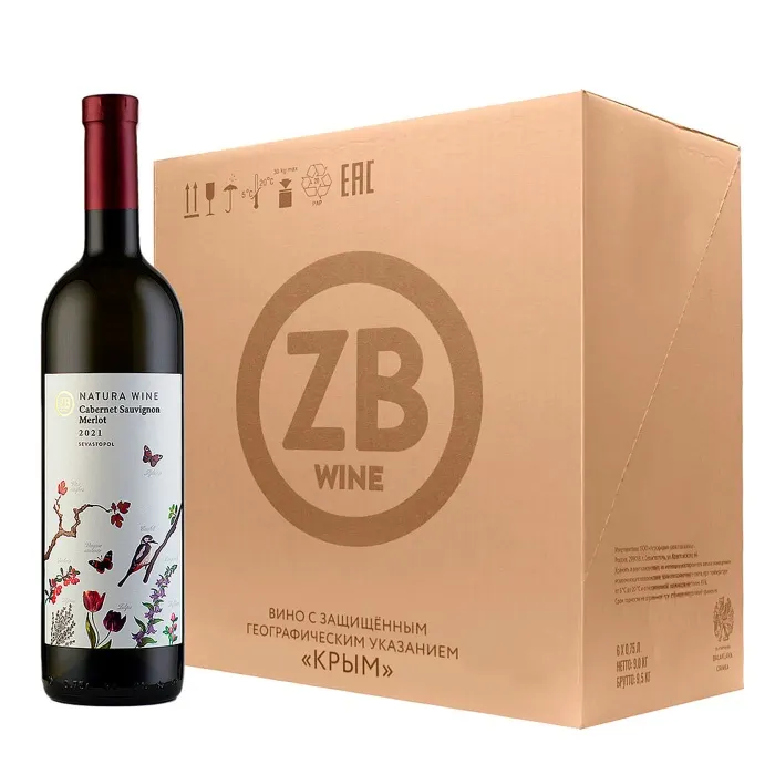 Вино Вино ZB Wine Natura CABERNET-SAUVIGNON&MERLOT 2021 (6 шт.), 