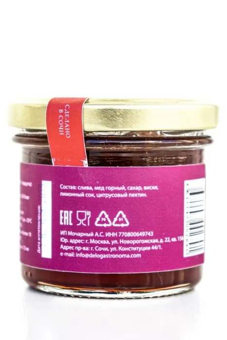 Джем Delo gastronoma СЛИВОВЫЙ КОНФИТЮР С МЕДОВЫМ ВИСКИ 125 мл