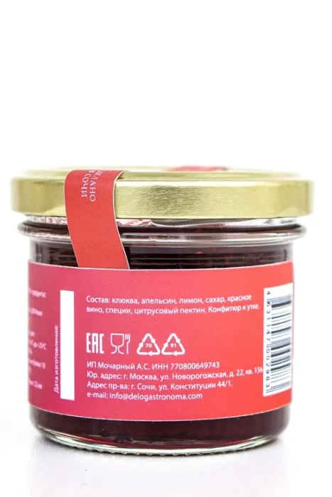 Конфитюр Delo gastronoma ПРЯНАЯ КЛЮКВА СО СПЕЦИЯМИ К ПАШТЕТУ И ПТИЦЕ 125 гр
