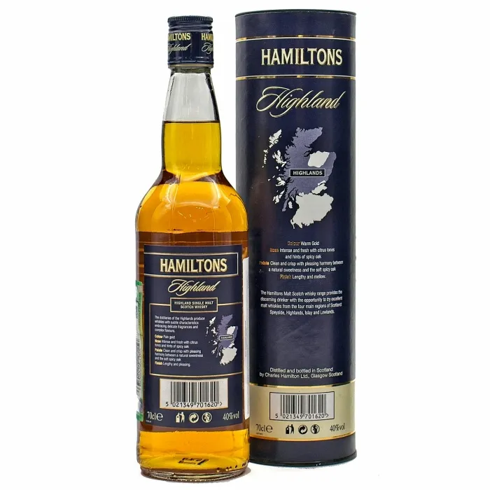 Виски шотландский односолодовый Гамильтонс СПЕЙСАЙД 0.7л в тубе, 