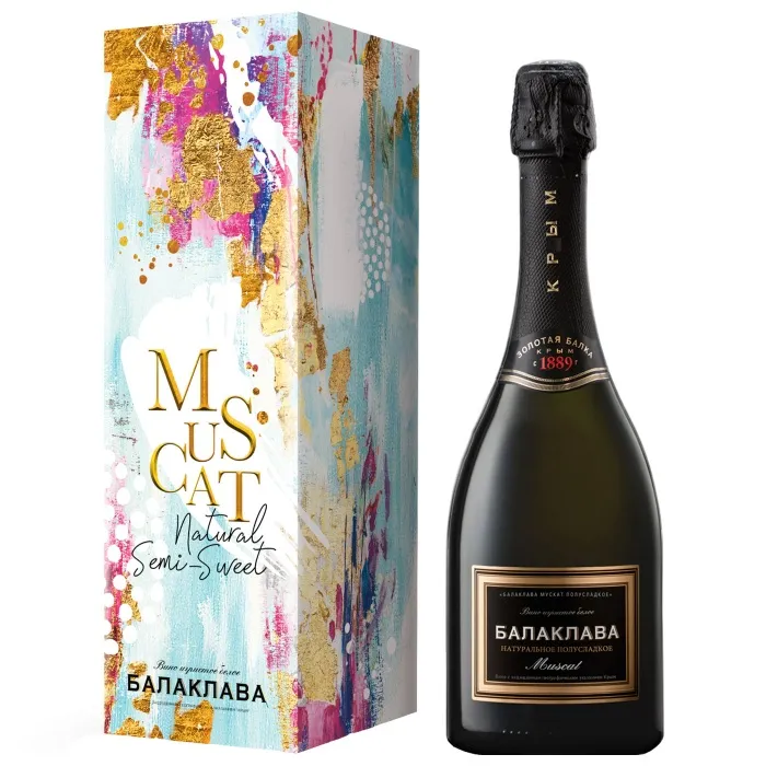Вино игристое «Балаклава» МУСКАТ в подарочной упаковке