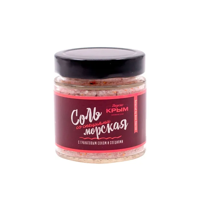 Соль морская Вкусно Крым С ГРАНАТОВЫМ СОКОМ, СЛАДКИМ ПЕРЦЕМ И ЧЕСНОКОМ 210 гр