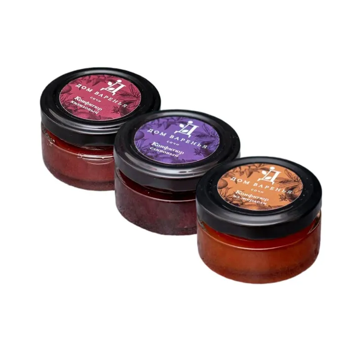 Набор конфитюров Дом Варенья ТРИО СЛИВОВЫЙ/КИЗИЛОВЫЙ/ЖЕРДЕЛЕВЫЙ 150 гр