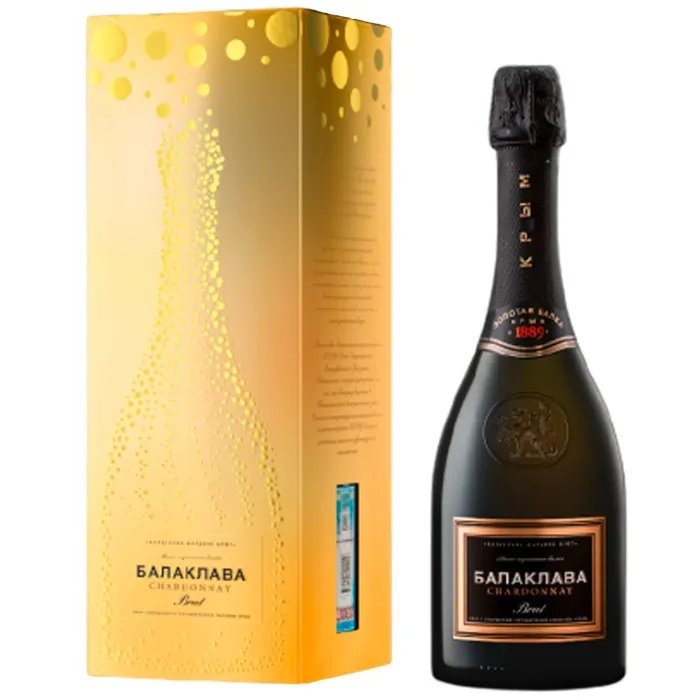 Вино игристое «Балаклава» ШАРДОНЕ в золотистой подарочной упаковке