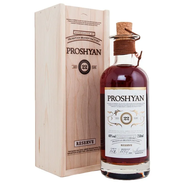 Коньяк армянский марочный ОС Прошян Резерв 22-летний в деревянном ящике, 