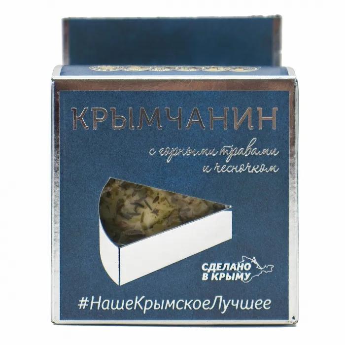 Сыр из коровьего молока  Крымчанин С ЧЕСНОКОМ И ГОРНЫМИ ТРАВАМИ 170 гр