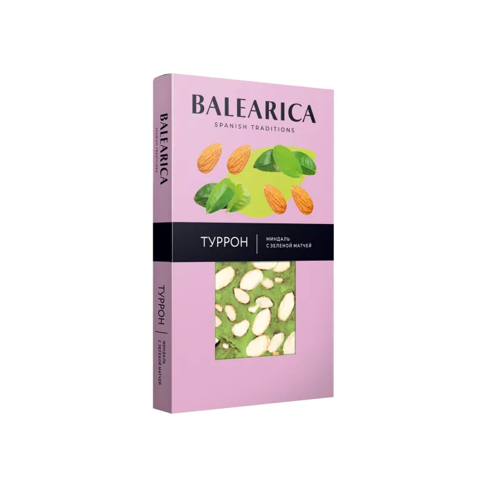 Туррон Миндаль с зеленой матчей и морской солью 75гр. Коробка Туррон Миндаль с зеленой матчей и морской солью 75гр. Коробка