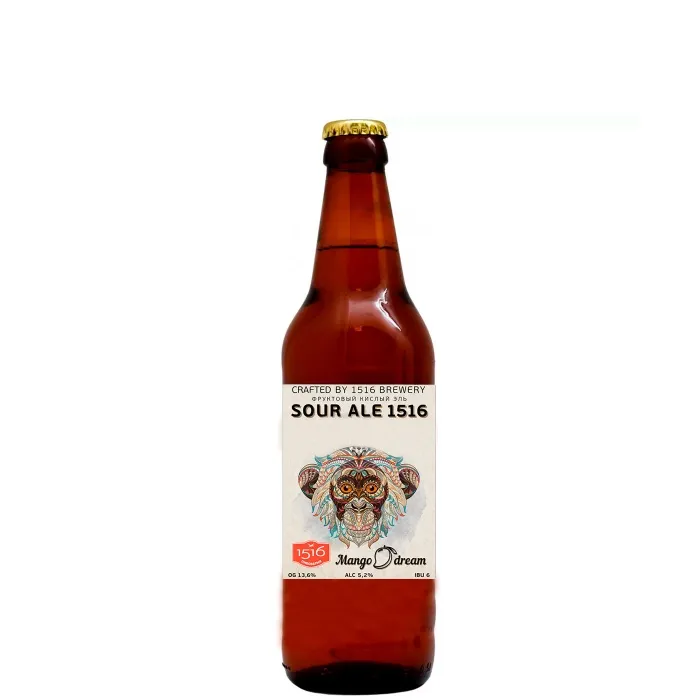 Пивной напиток нефильтрованный неосветленный непастеризованный 1516 КИСЛЫЙ ЭЛЬ 5,2% 0,5л